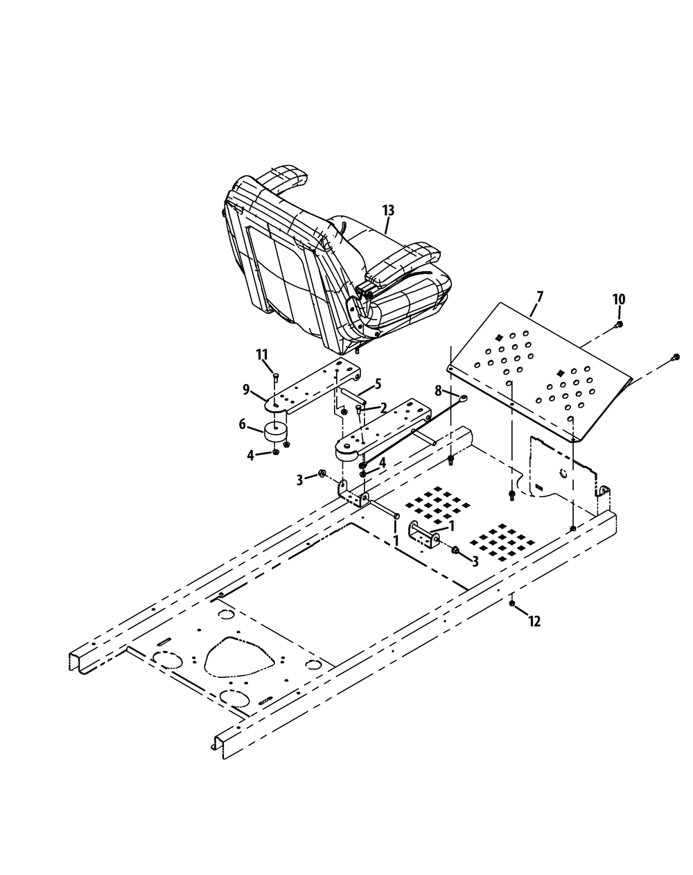 Seat Assembly Diagram and Parts List for Z-FORCE54 (17BF3AGX-17BF3AGX010)(2012) Cub Cadet Lawn Tractor